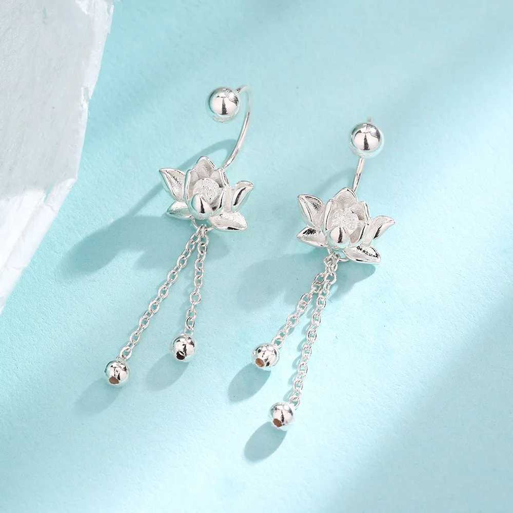 925 Sterling Silver Vintage Lotus Earrings Cute Sweet Irregular Earrings Fashion Jewelry Gift H260403