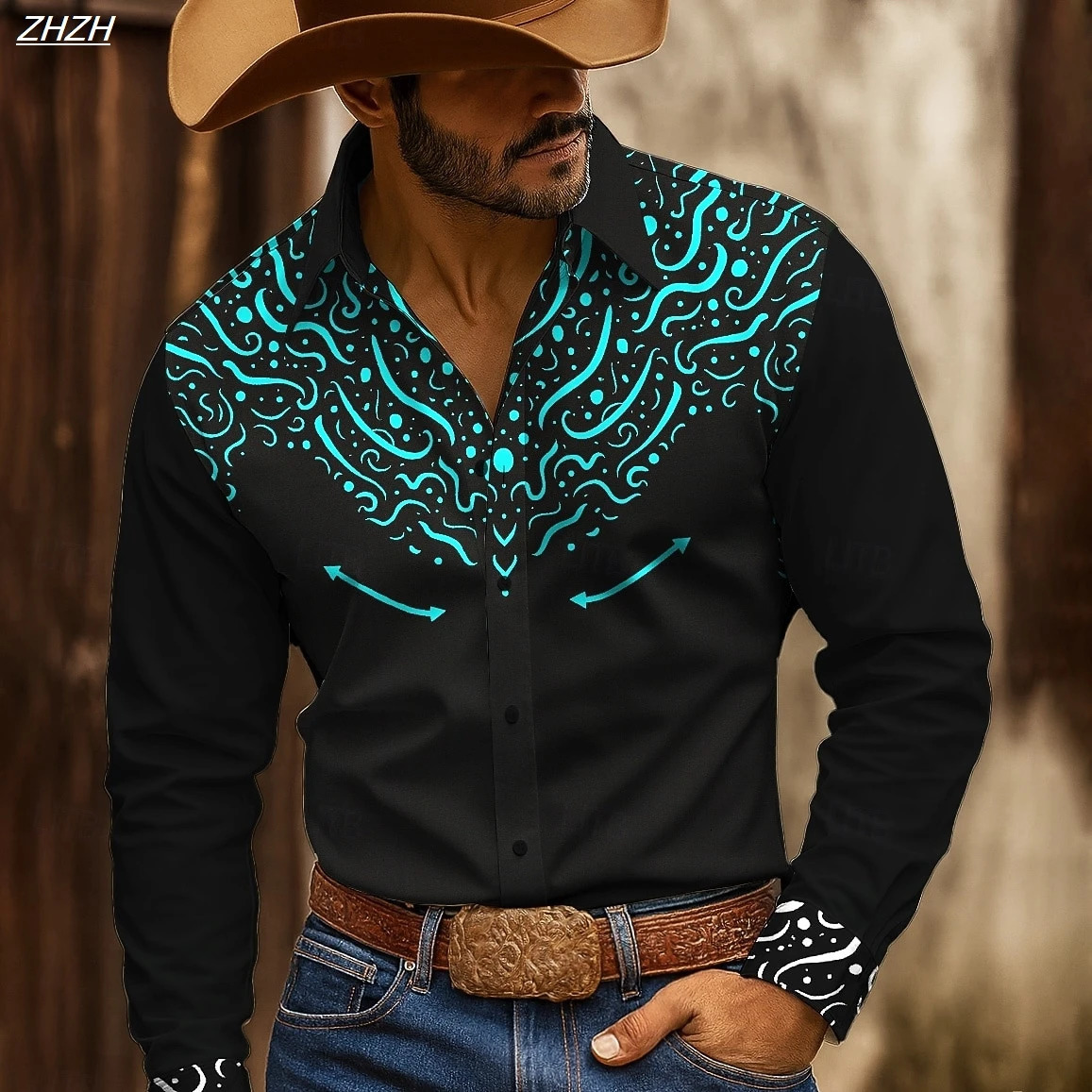 Retro Mens Floral Western long sleeve Shirt 3D Ethnic Print n Vintage Button Up Collared Spring Fall Casual Workwears 260402 - view 4