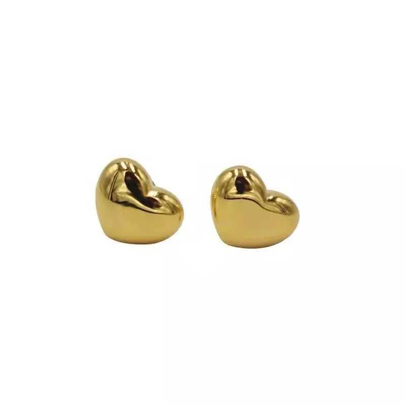 Small Cute Heart Stainless Steel Stud Earrings Golden Jewelry Accessory for Women Girls Gift H260403