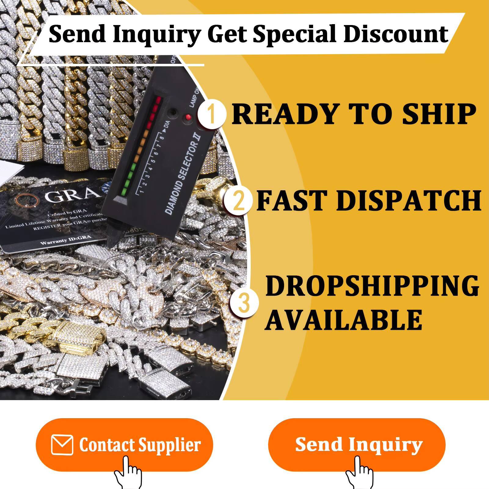 Moissanite Necklace Men Iced Out 925 Silver Gold Plated Hip Hop Tennis Chain Spring Clasp VVS D