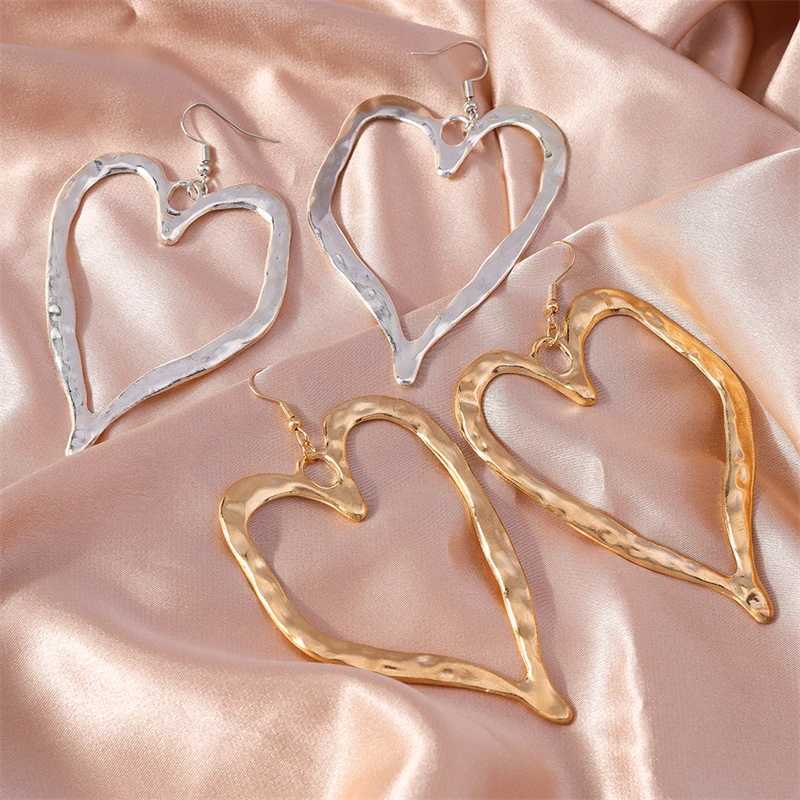 Fashion Exaggerated Big Hollow Love Heart Drop Earrings for Women Girls Party Festival Jewelry Gifts H260403