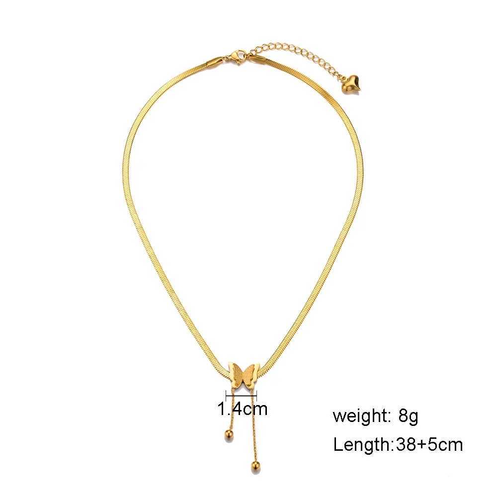 Vintage Butterfly Necklace Women Golden Stainless Steel Blade Snake Chains Aesthetic Charms Choker Women jewelry Gift To Mujer H260403