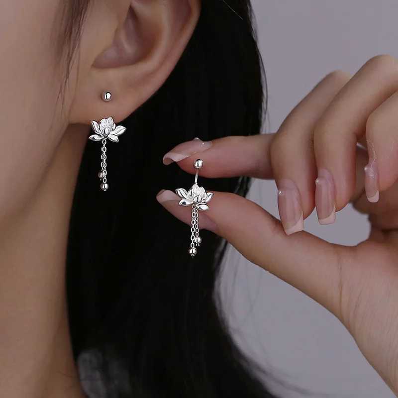 925 Sterling Silver Vintage Lotus Earrings Cute Sweet Irregular Earrings Fashion Jewelry Gift H260403