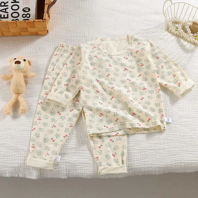Spring Kids Pajama Set Cartoon Strawberry Dinosaur 1-9T Homewear Thin Loungewear for Girls Boys - Spring Childrens Sleepwear H260403