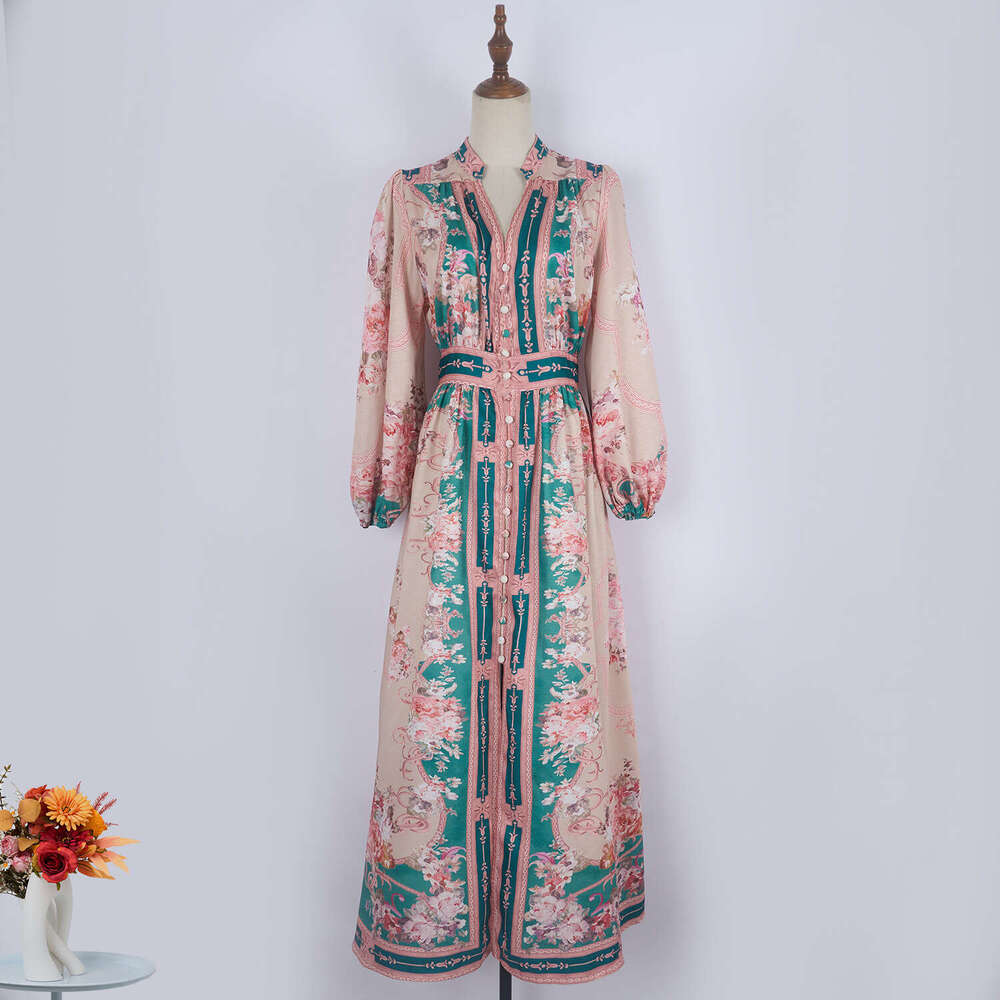 2026 Spring k30 and Summer Designer Holiday Style with Pattern Single breasted Women's Long sleeved Holiday Style Long Skirt