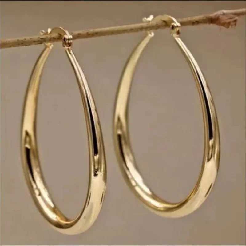 Gold color Smooth Circle Big Hoop Earrings For Women Silver Fashion Party Wedding Accessories Jewelry Christmas Gifts H260403