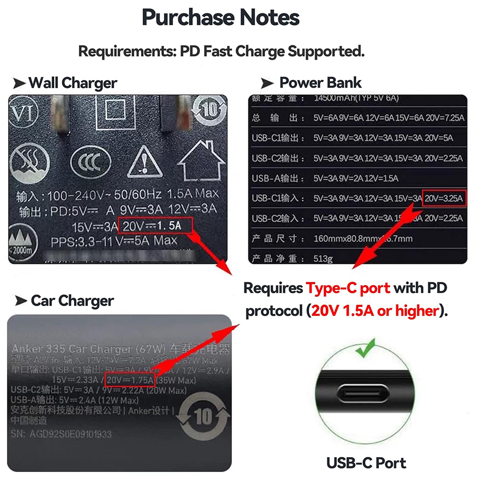 ResMed AirMini USB-C PD Power Cable, 20V to 24V Boost Converter Cord, 30W+ PD Power Bank & Car Charger Compatible, Travel Camping CPAP Accessory