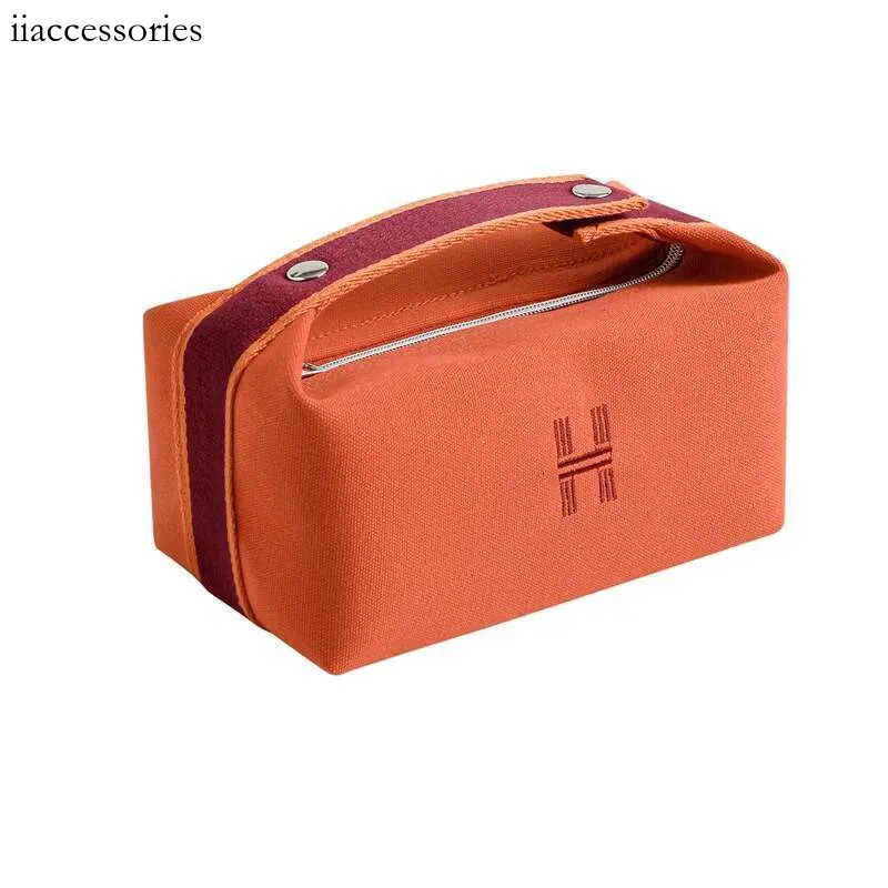 Simple Portable Toiletry Waterproof Dustproof Travel Storage Japanese Style Large Capacity Canvas Handheld Makeup Bag