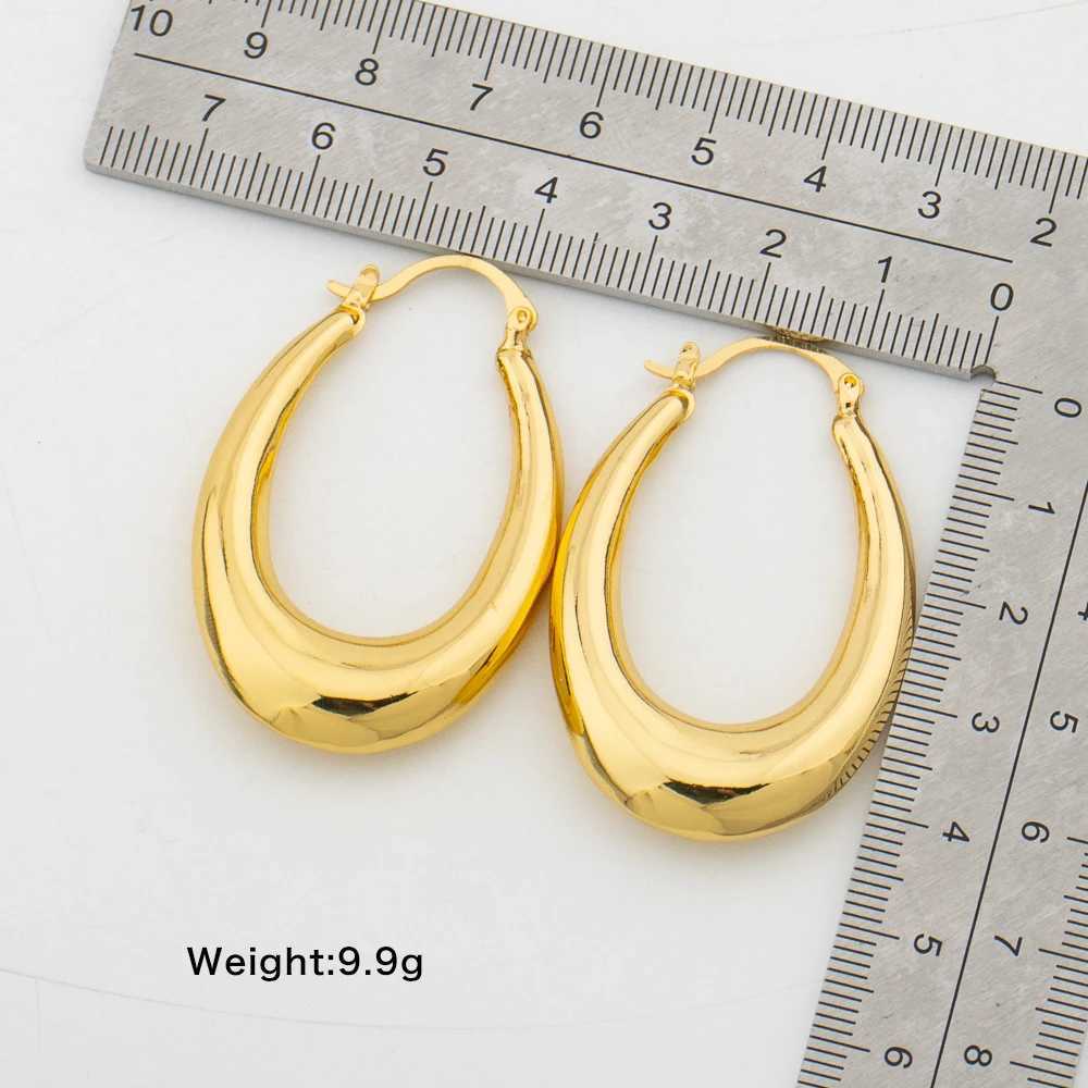 Fashion Hoop Earrings For Women 18k Gold Color Delicate Earrings Engagement Wedding Jewelry Elegant Thick Round Circle Jewellry H260403