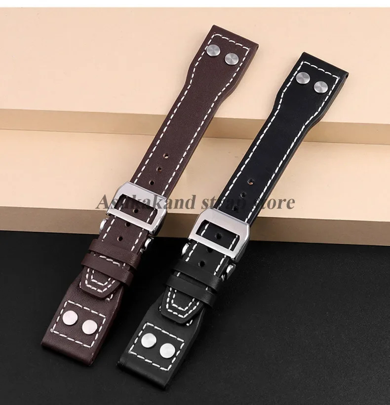 Leather Watch Strap 20mm 21mm 22mm for IWC Pilot Portuguese Spitfire Fighter Band Folding Buckle Cowhide Men Bracelet 260403 - view 4