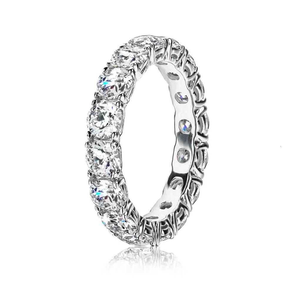 PYQ 4mm Single Row Moissanite Eternity Band 925 Sterling Silver Womens Engagement Ring Tiktok Live Supply Wholesale