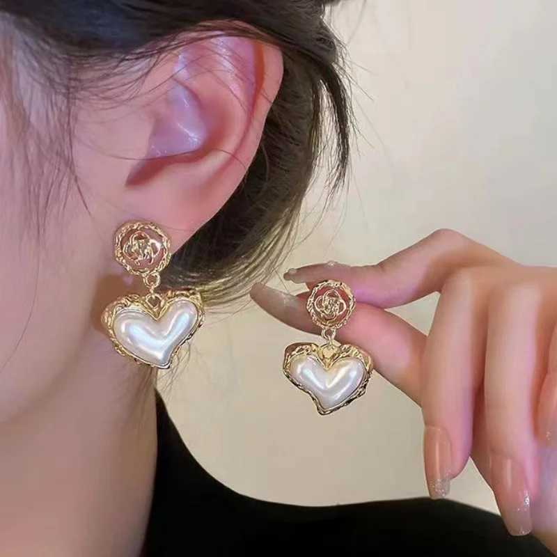 Flower Pearl Heart Drop Earrings Fashion 925 Silver Needle Hollow Out Earrings Retro Luxury Accessories Women Wedding Jewelry H260403