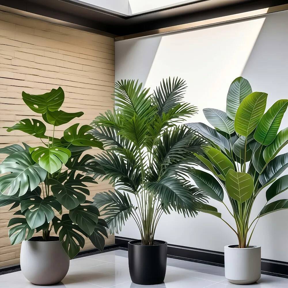 3pcs Large Artificial Areca Palm with 36 Leaves Tropical Plants Suitable for Indoor Garden Decoration Potted Plant ddmydog ddmydog