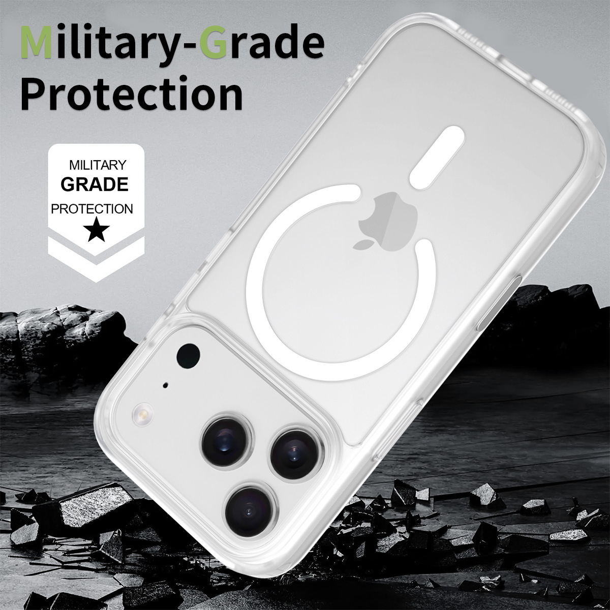 Matte Semi-Transparent Magnetic Phone Case, Military-Grade Shockproof Cover with Camera Button