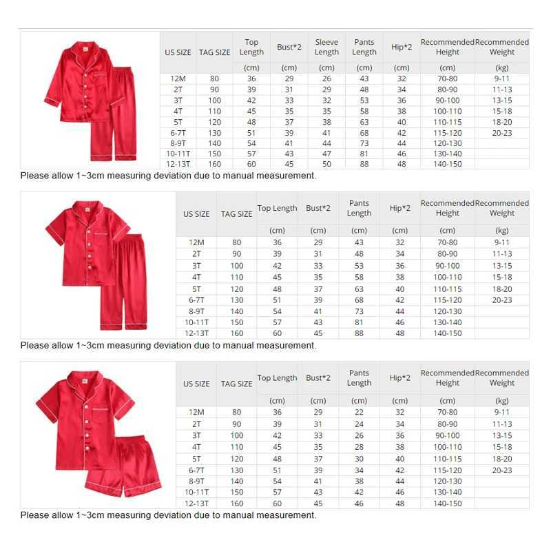2Pcs Red Satin Pyjamas Kids Sets Boys Girls Solid Silk Childrens Pajamas Clothes Toddler Lounge Pjs 2-12T Baby Clothing H260403