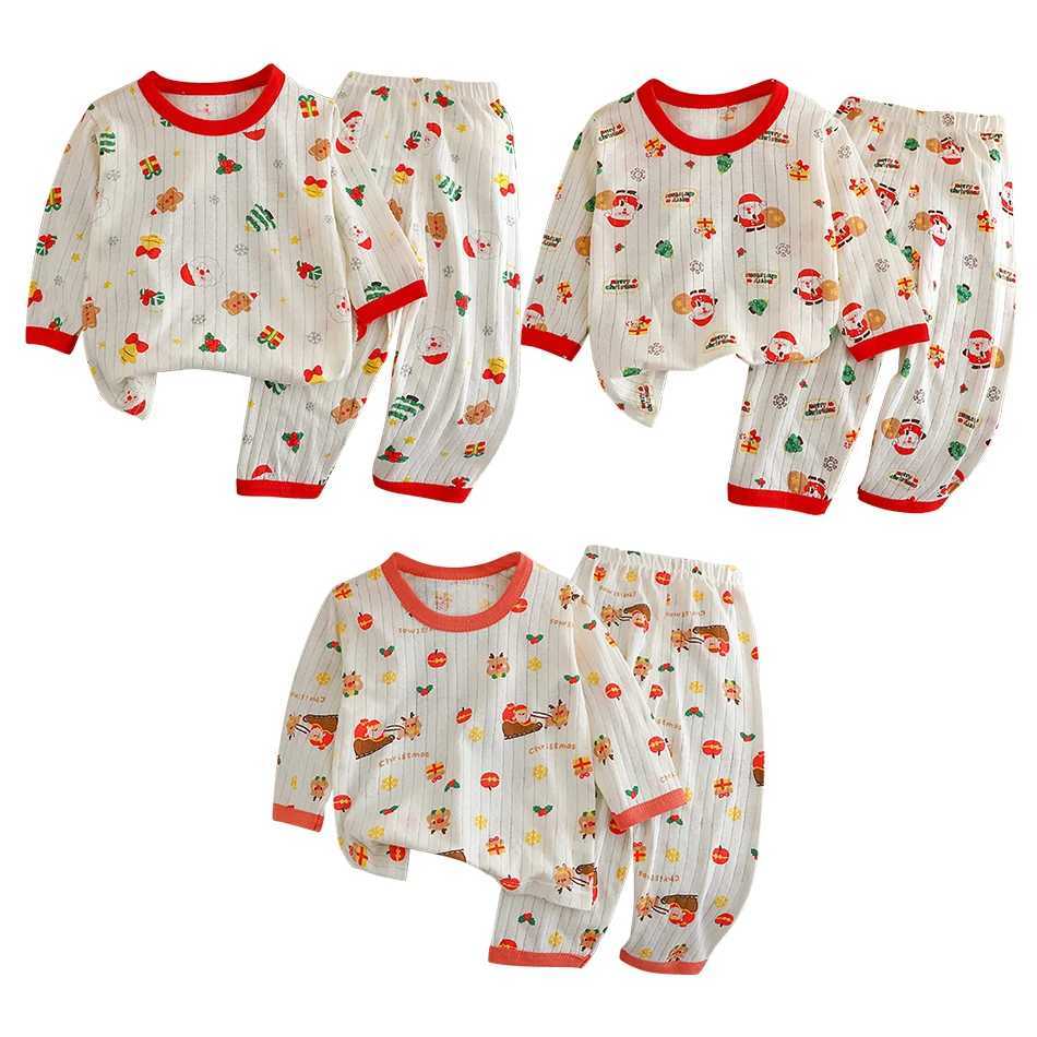 Summer Kids Cotton Pajama Sets Long Sleeve Pants Suitable Baby Gentle Nighttime Comfortable Sleepwear in Air Conditioned Rooms H260403