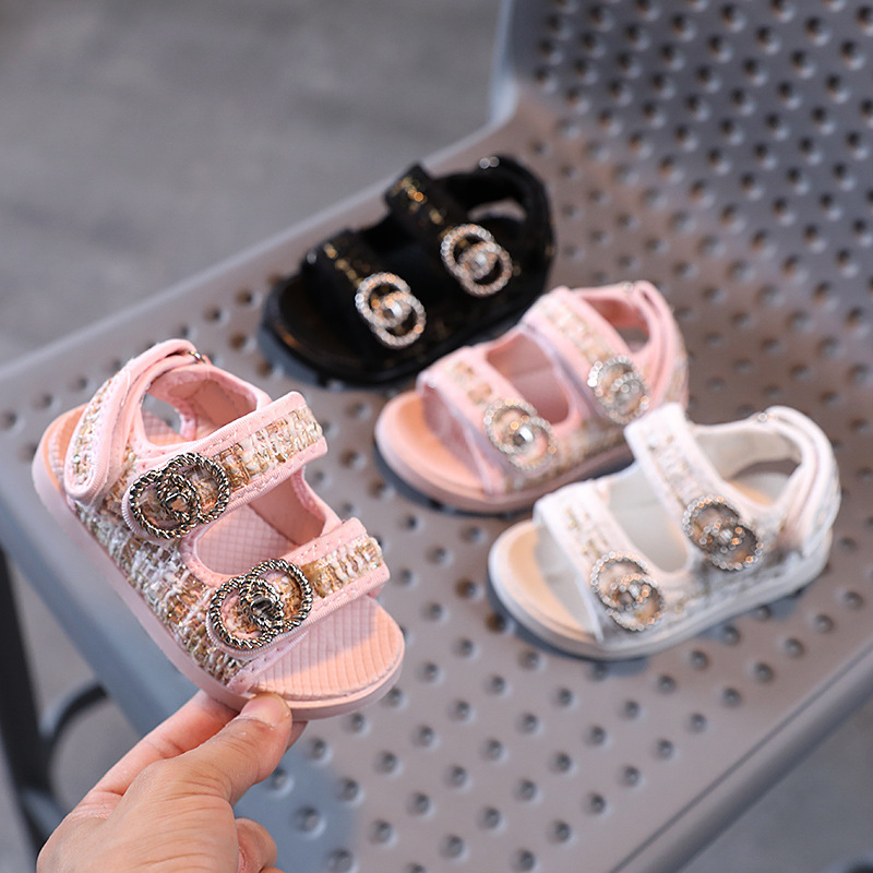 Fashion Sandals Girls Summer Sandals Princess Elegant Double Hook Design Fashion Shoes Baby Soft Beautiful Beach Sandals Party Wedding Flat Sandals Fr