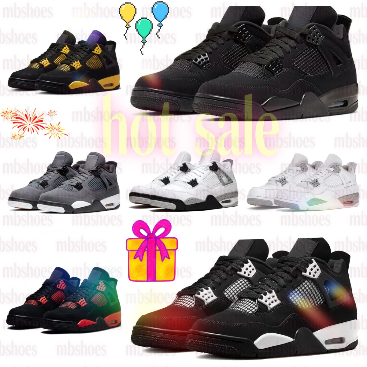 Designer shoes 4 Basketball Shoes for men Women 4s Black Cat Military Sail Red Cement Yellow Thunder White Cool Grey Blue University