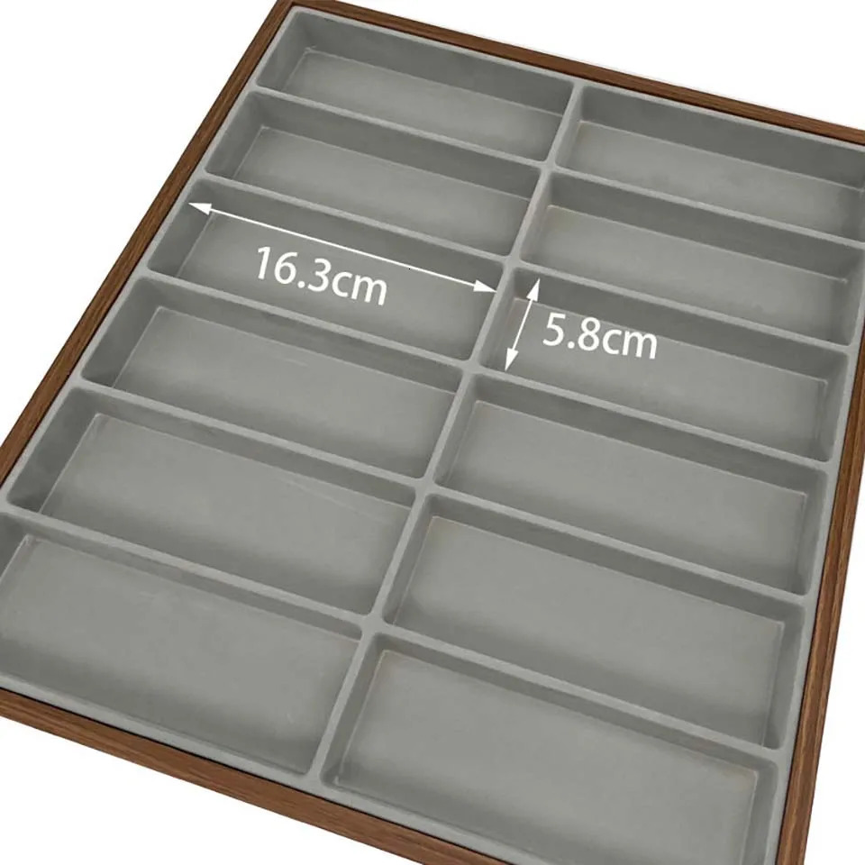 12 Grids Black Walnut Wooden Glasses Storage Rack Velvet Liner Sunglasses Display Tray Eyewear Eyeglasses Storage Organizer Box 260403