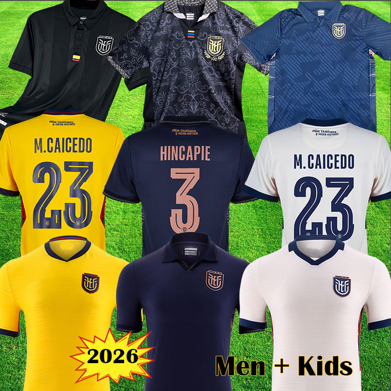 2026 Ecuador soccer jersey 26 27 Black Special Centenary HINCAPIE PAEZ CAICEDO PACHO Home away third Football uniform Ecuador fans version Kids Child Kits