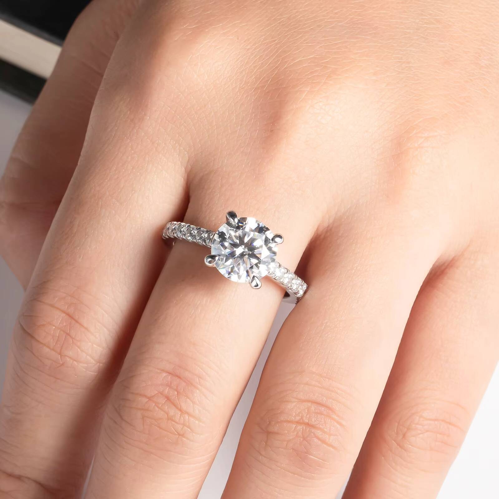 3 Ct Moissanite Eternity Band 925 Sterling Silver Engagement Ring for Tiktok Live Supply Factory Wholesale