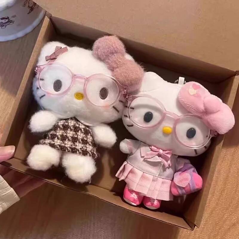 Winter Plush HelloKitty Keychain Scarf Dress Up Girl Birthday Angel Shaped Kitty Cat Pendant Car Decoration Xmas Gift