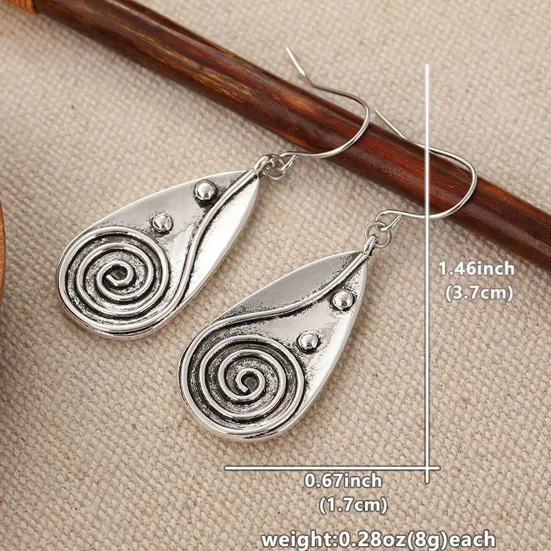 Vintage Carved Spiral Pattern Pendant Earrings Womens Bohemian Ethnic Style Drop Earrings Vacation Jewelry Accessories Gifts H260403