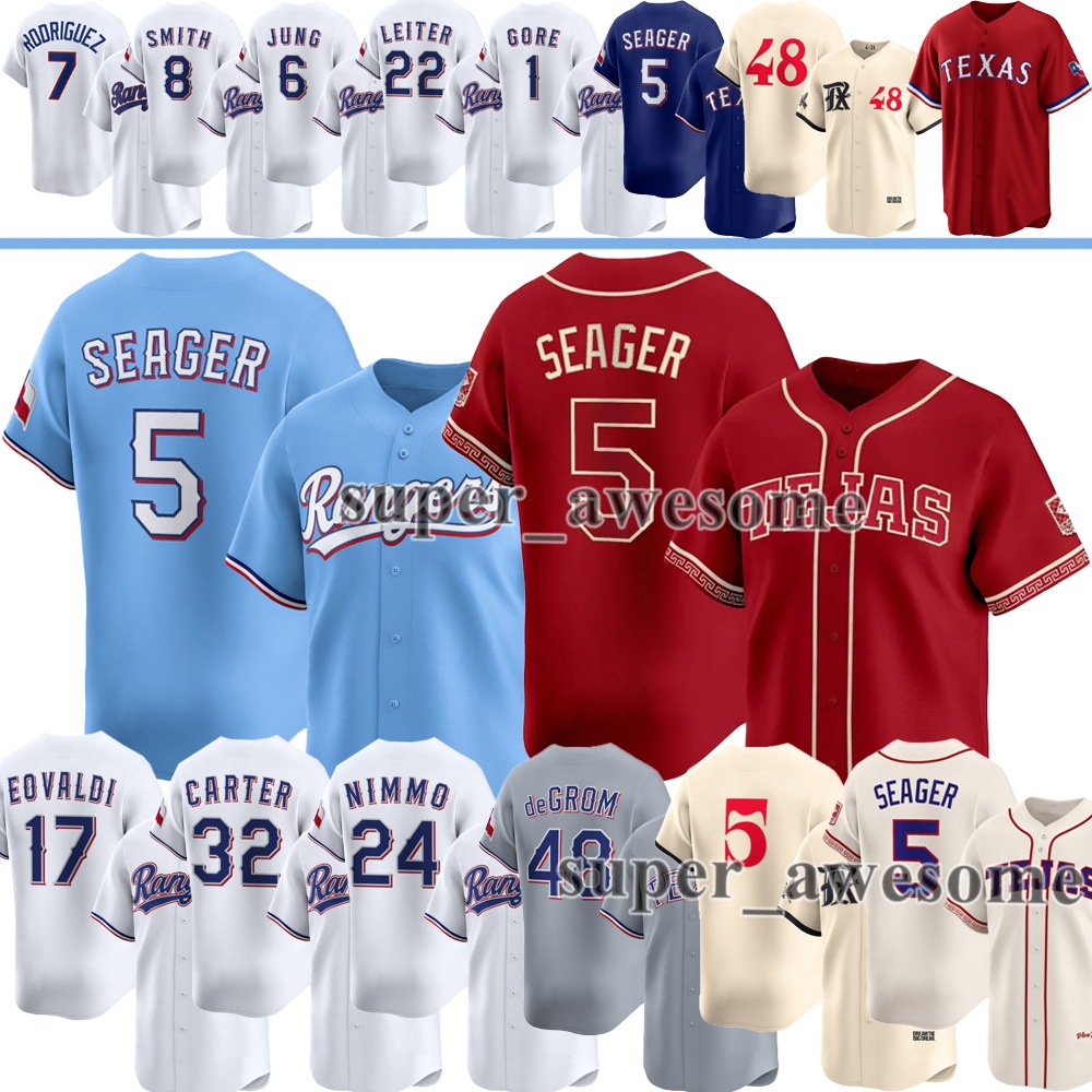Wyatt Langford Ranger Baseball Jersey Corey Seager Josh Jung Jacob deGrom Nathan Eovaldi Evan Carter Brandon Nimmo Jack Leiter Andrew McCutchen Gore Adrian Beltre