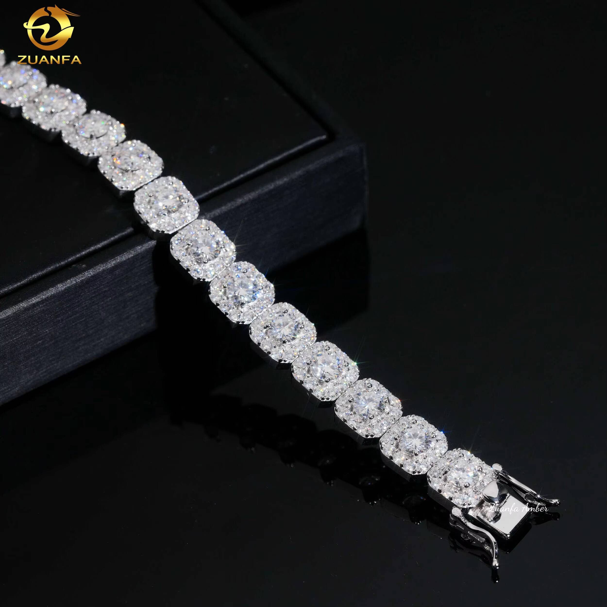 Vintage Rapper Jewelry 10mm Hip Hop Jewelry Iced Out Moissanite Cuban Bracelet 925 Silver Moissanite Cuban Link Bracelet