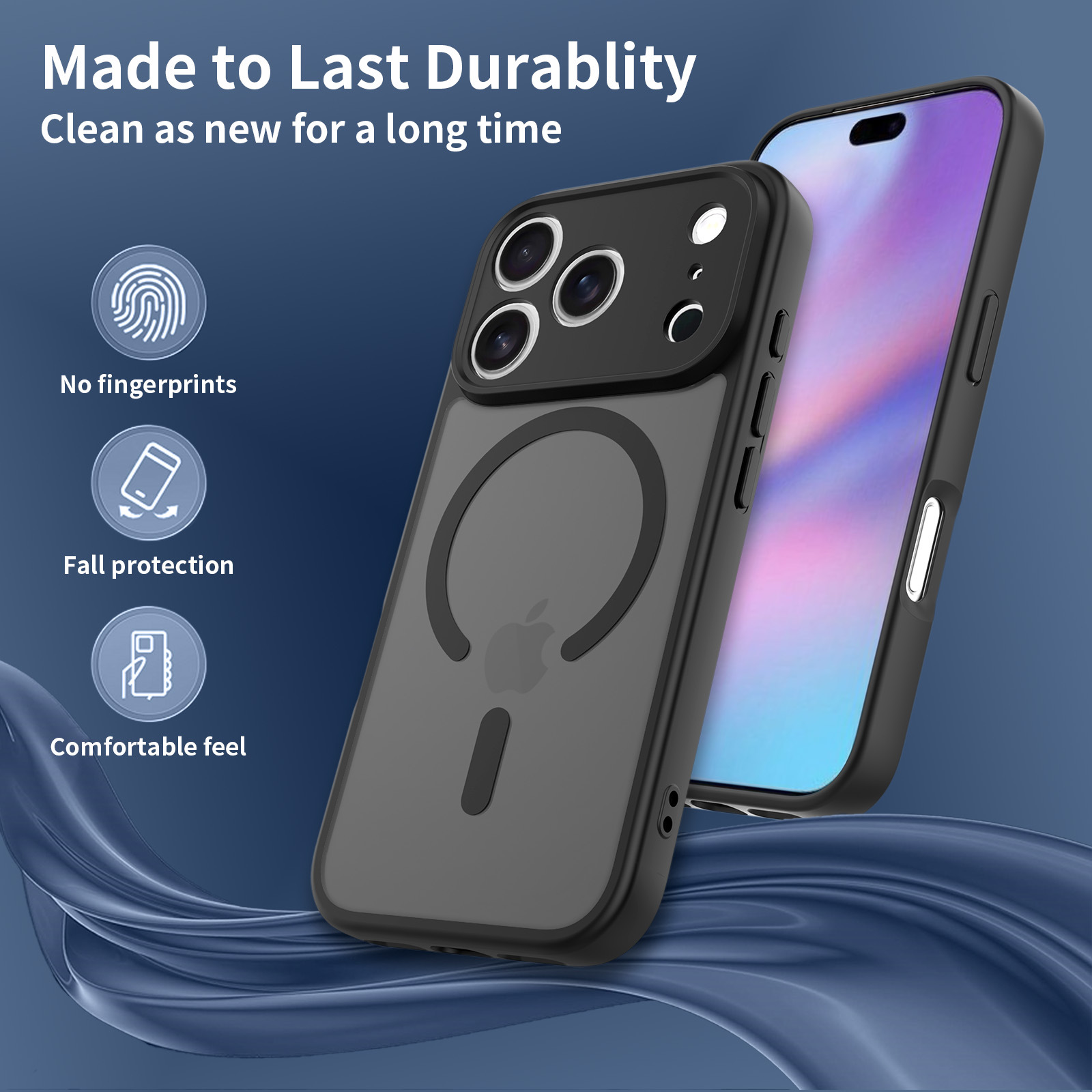 Military-Grade Matte Magnetic Phone Case, Precision Hole Shockproof Cover
