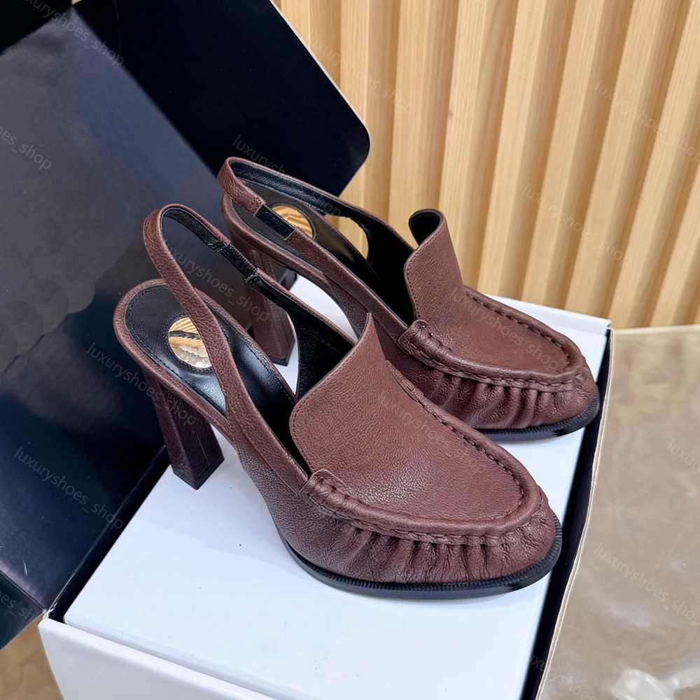 Top quality suede summer close toe sandals Fashion casual shoes Classic ladies slippers Leather Slip On Stiletto Heel Mules Luxury designer women Slingbacks 22