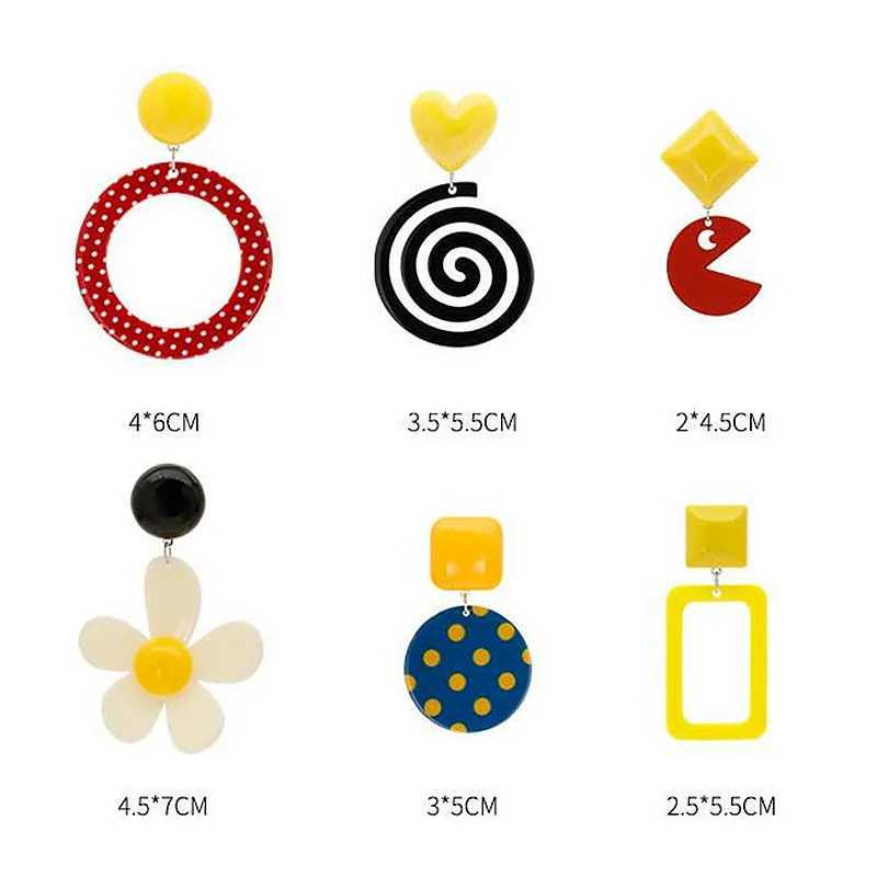 Statement Lovely Acrylic Flower Drop Earrings For Women Bohemian Korean Big Geometric Round Square Long Dangle Earring Jewelry H260403