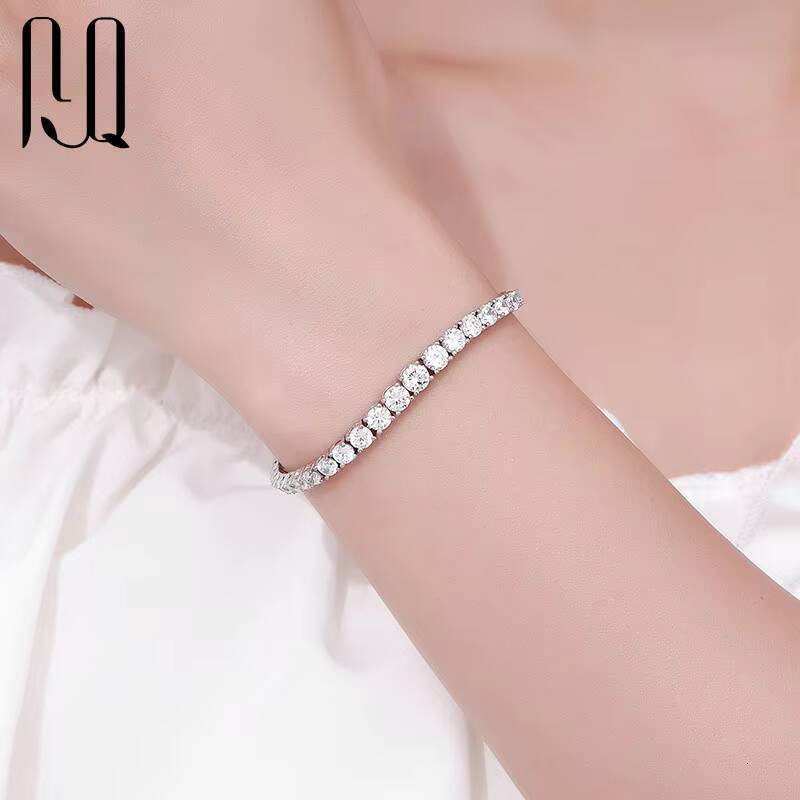 PYQ Wholesale 925 Sterling Silver Tennis Chain Jewelry VVS Moissanite Bracelet for Women 3mm to 5mm
