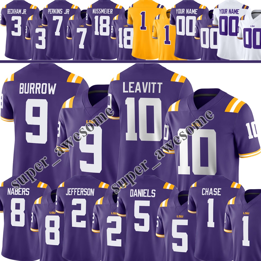 LSUs Football Jersey Sam Leavitt Eugene Wilson III Harlem Berry Whit Weeks Jayden Daniels Joe Burrow Ja'Marr Chase Malik Nabers Justin Jefferson Kyren Lacy BURREAUX
