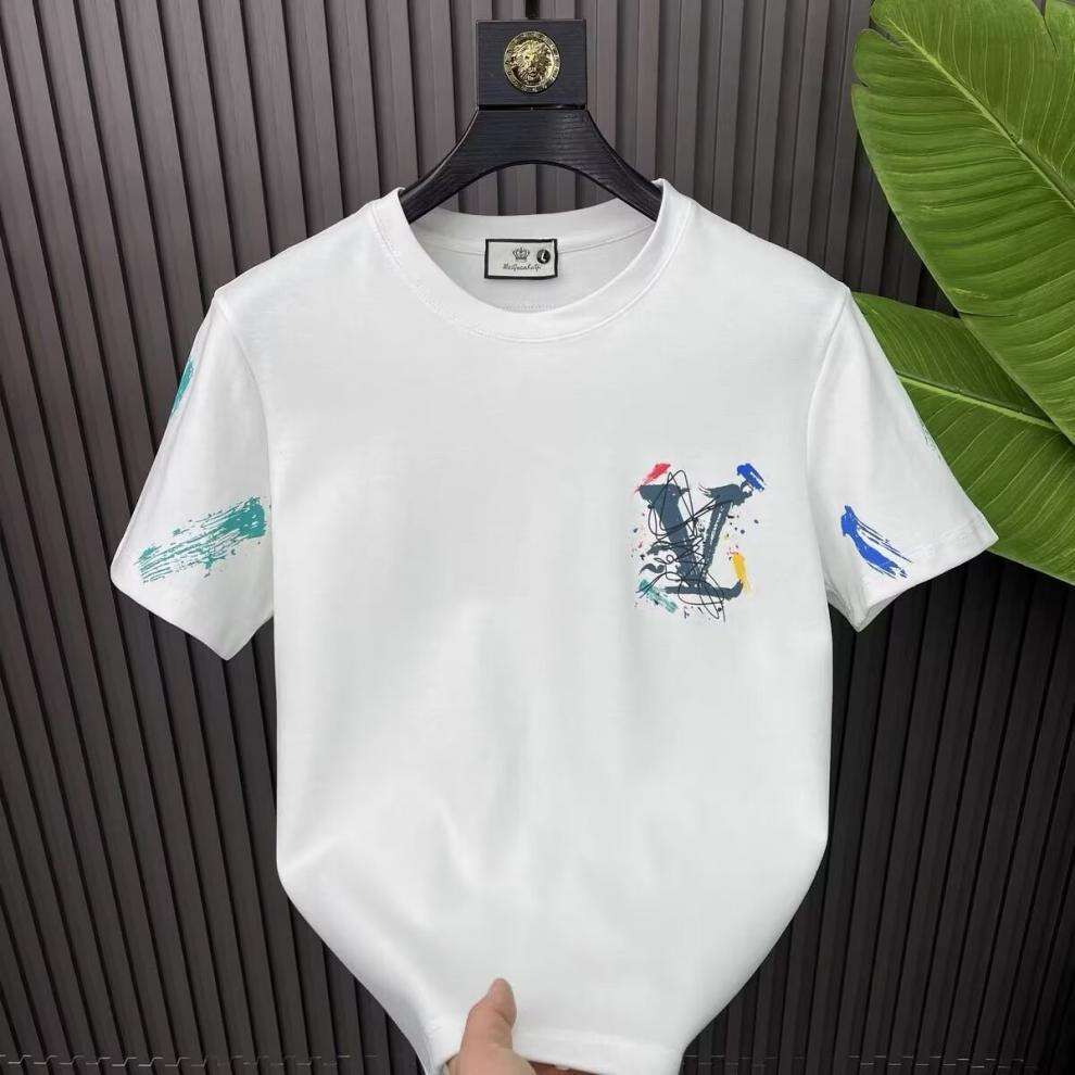 New Summer Short T-Shirt Men's Stylish Casual Slim Fit High-End Light Luxury Trendy Base Shirt Half Sleeve