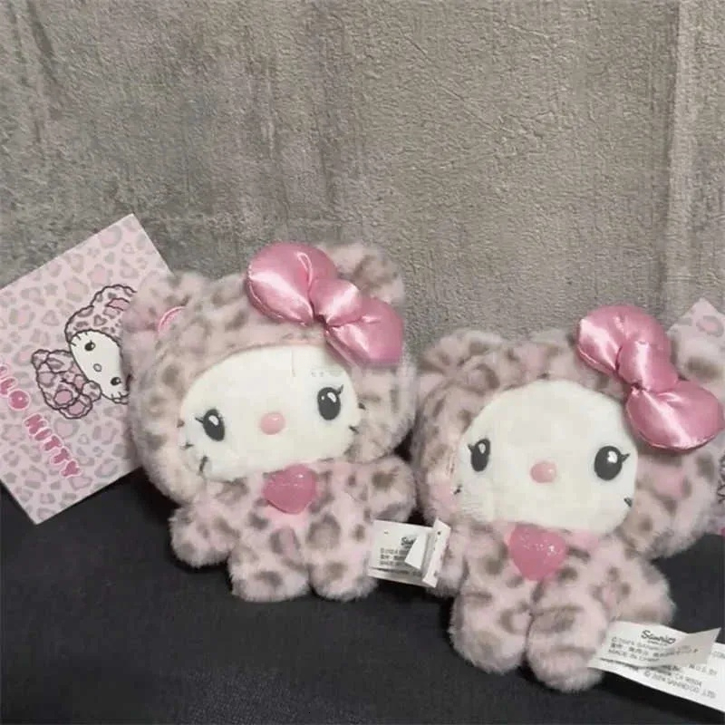 Sanrio Kawaii Hello Kitty Doll Keychain Anime Kuromi Melody Cartoon Leopard Print Kt Pendant Toys Zipper Decoration Girl Gifts