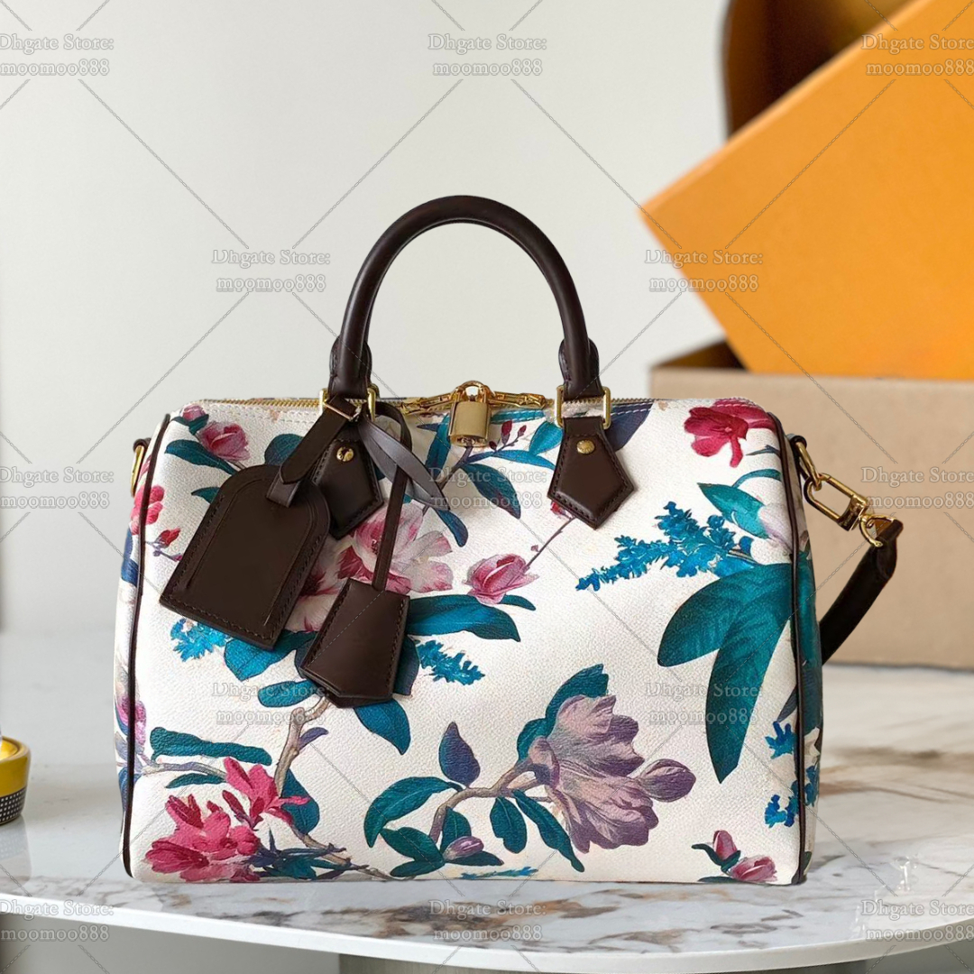 12A All-New Mirror Quality Designer Shoulder Bag Soft 30 Handle Handbags for Women Flowers Canvas Cowhide Leather Bags Brown Leather Strap Purse M29066