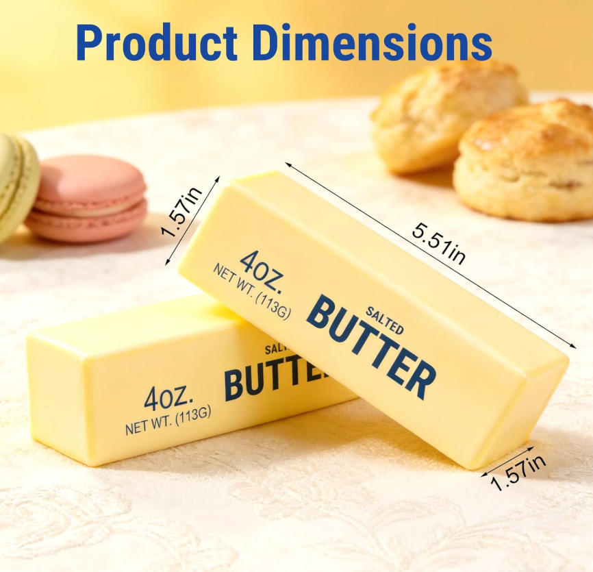 Wholesale slow-resilience soft and cute party gifts featuring a realistic butter stick shape soft and squeezable