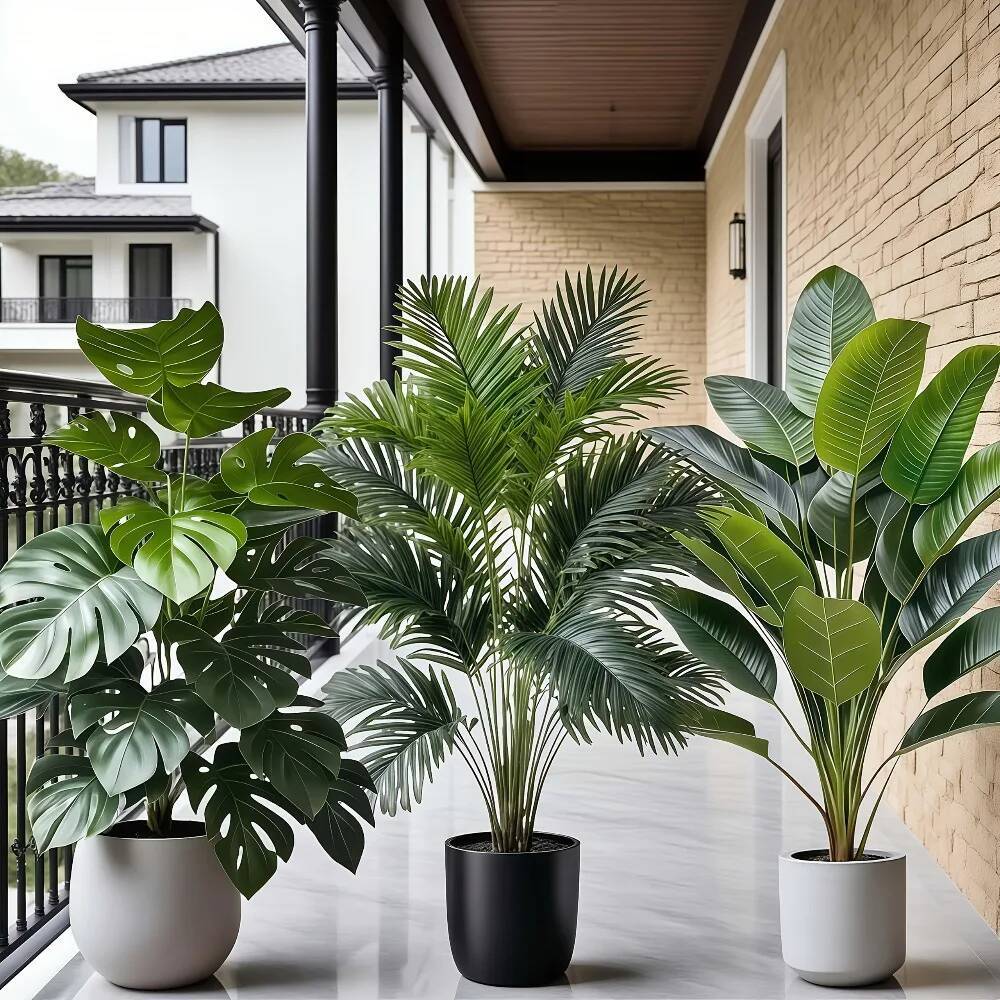 3pcs Large Artificial Areca Palm with 36 Leaves Tropical Plants Suitable for Indoor Garden Decoration Potted Plant ddmydog ddmydog
