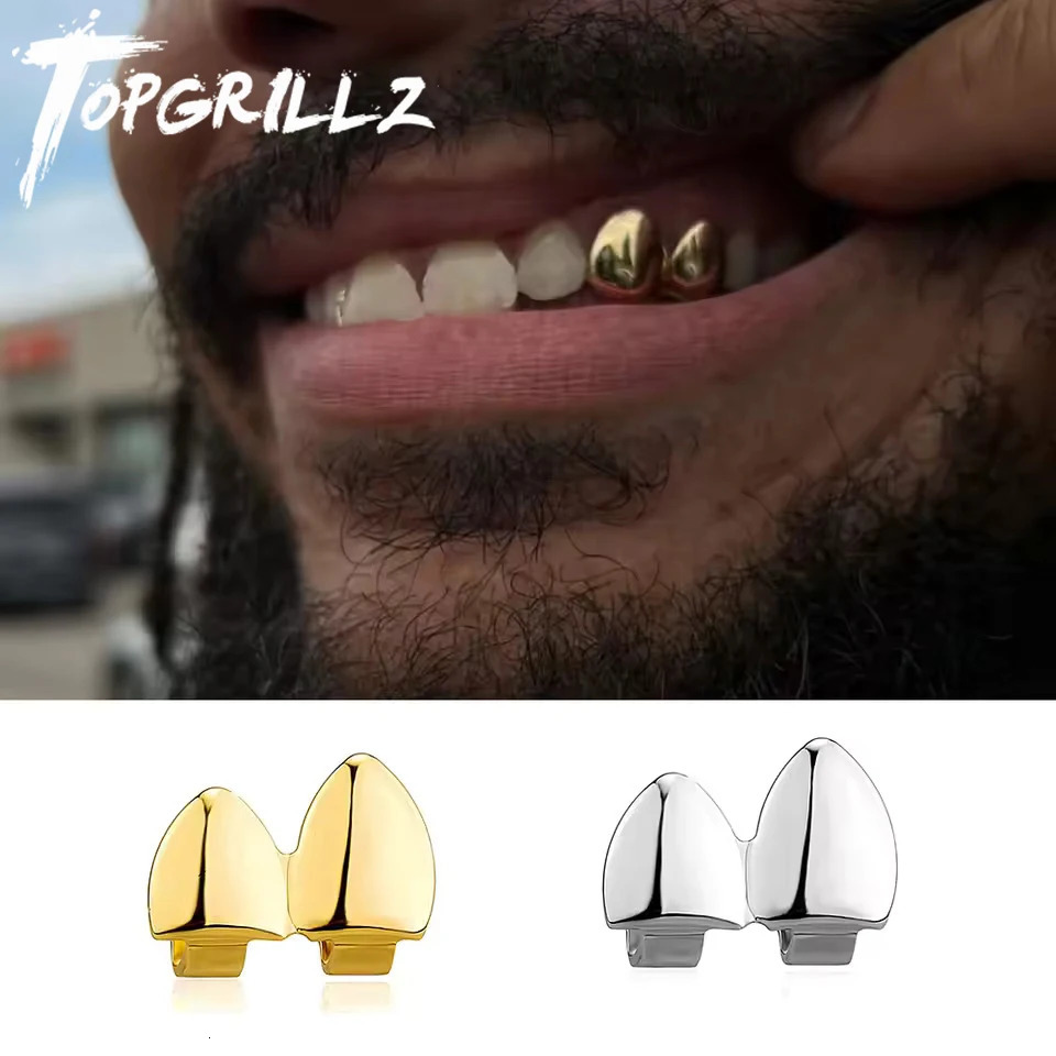 Silver Geometric Dental Grills, Cartoon Style Teeth Caps, Gold Fangs Vampire Teeth Caps