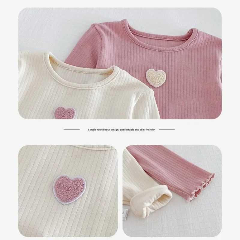 Korean Style Kids Pajama Set 2025 Cute Girls 2 Piece Sleepwear Warm Long Sleeve Autumn Winter Homewear Cozy Loungewear Outfit H260403