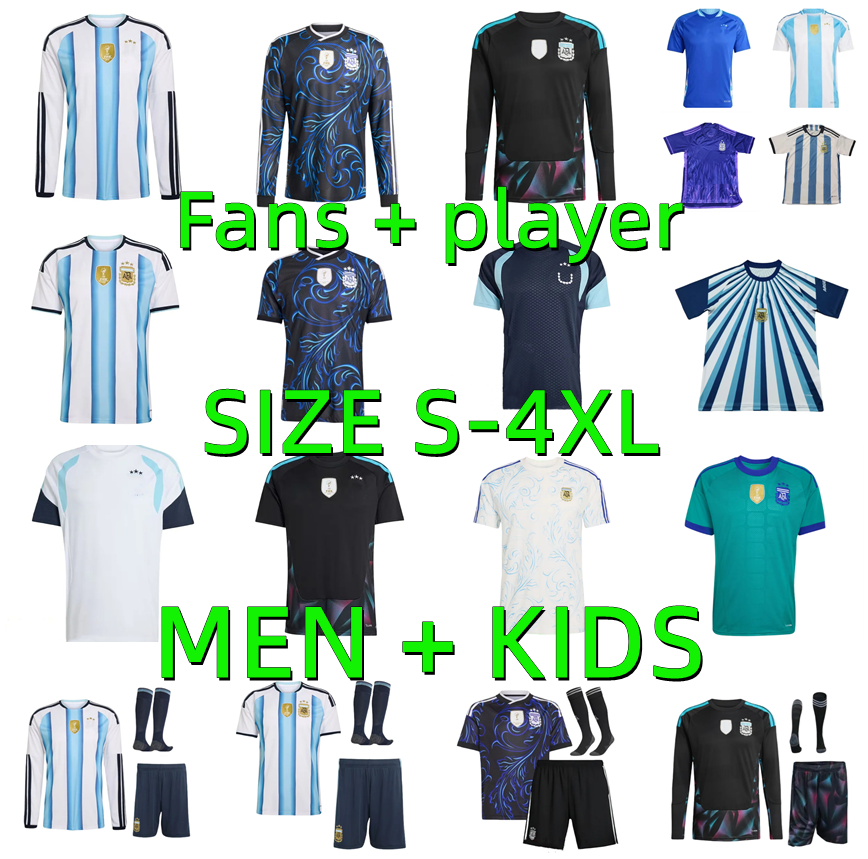 2026 2027 Argentinas Soccer Jerseys Player Version 22 23 24 25 26 27 MESSIS Otamendi DE PAUL MARADONA L.MARTINEZ J.ALVAREZ MARTINEZ DI MARIA Football Shirt Men Kids kts