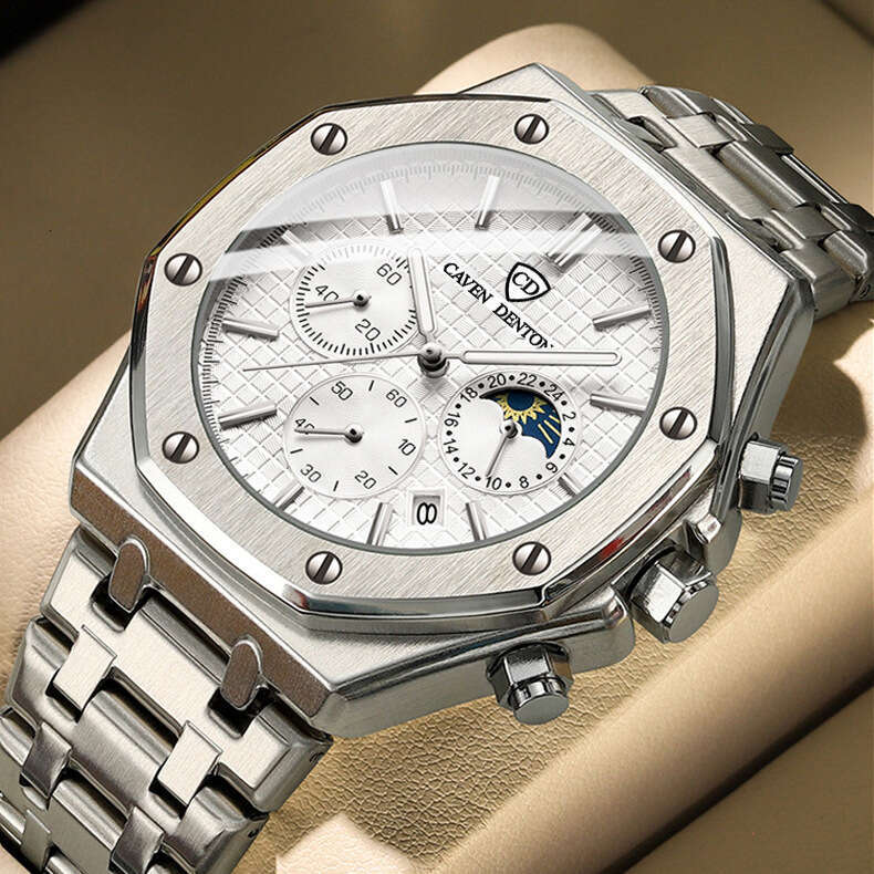 Foreign Trade Hot-Selling Waterproof High-End Fashion Dial Steel Band Multi-Function Men's Quartz Watch