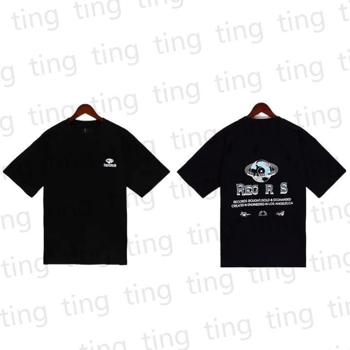 European and American trendy short sleeved comfortable cotton designer casual letter printed round neck sports shirt