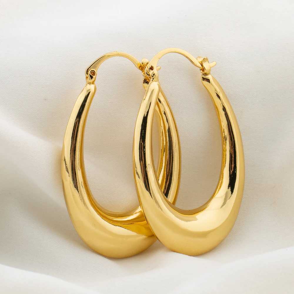 Fashion Hoop Earrings For Women 18k Gold Color Delicate Earrings Engagement Wedding Jewelry Elegant Thick Round Circle Jewellry H260403