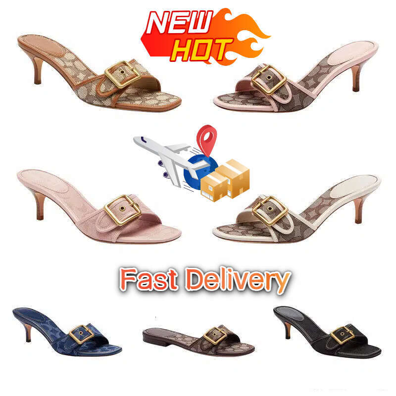 Designer Sandals Margot Women Kitten Heels C Beach Summer Luxury Denim Heel High Leather Casual Slippers Fall Mules Pumps Cute Lady Low Heeled Size 35-42