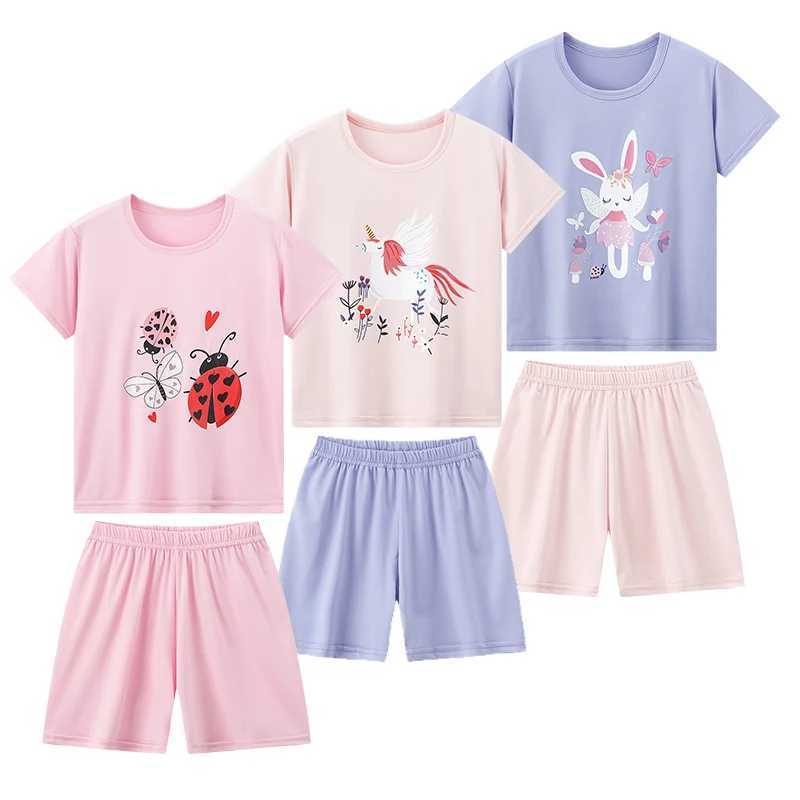 2-piece Summer Childrens Comfortable And Versatile Cute Short sleeved Shorts Set For Boys And Girls Casual Home And Outdoor Set H260403