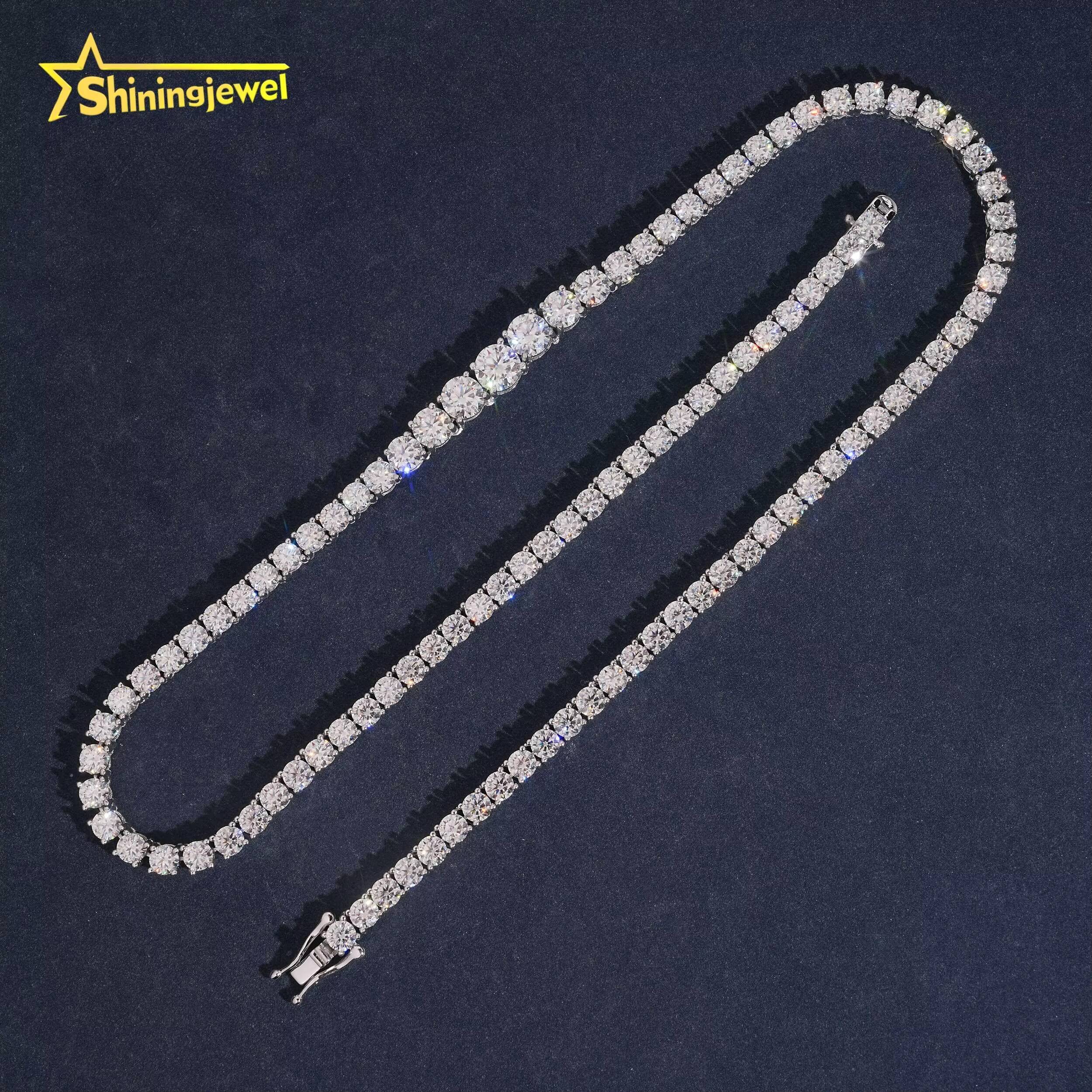 Ladies Elegant 925 Silver Moissanite Tennis Necklace Fine Jewelry Iced Out 4mm GRA Certificated Moissanite Tennis Chain