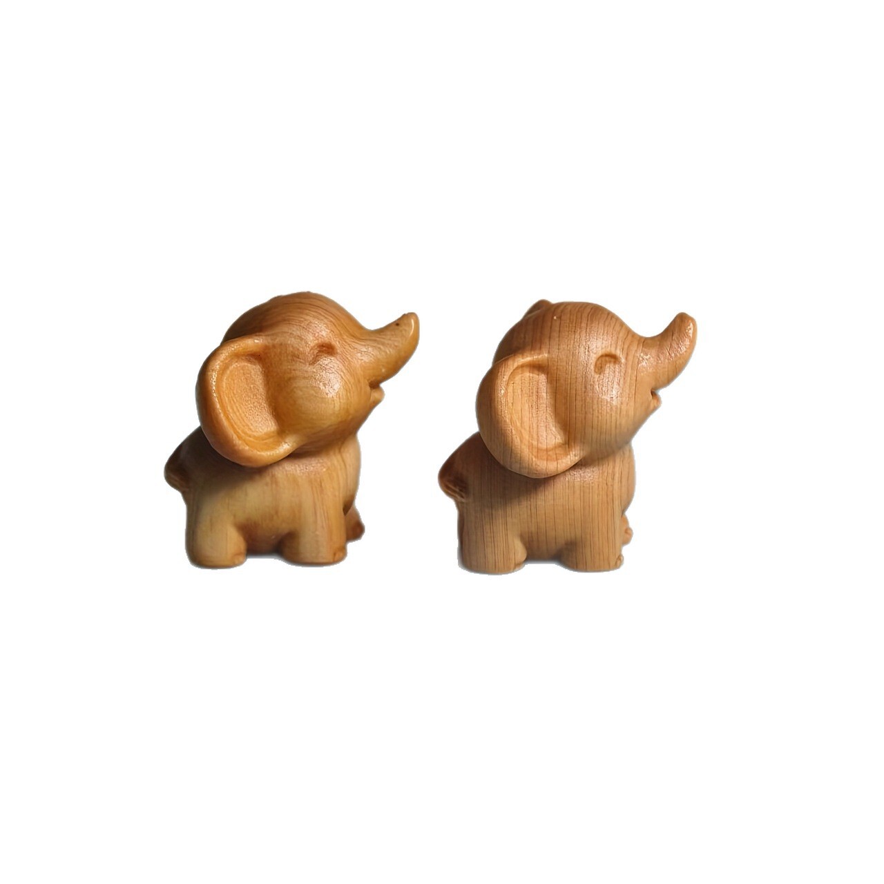 2Pcs Hand Carved Wooden Elephant Figurines Perfect For New Year Holiday Decorations Outdoor Decor Festive Ornaments