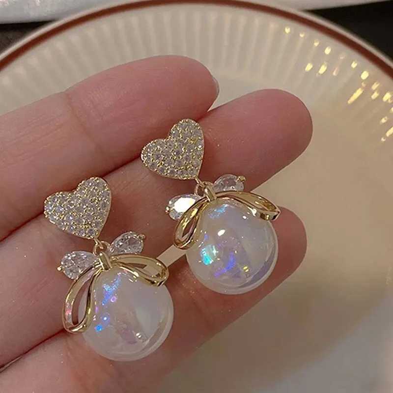 Women Red Heart Shape Resin Board Drop Earrings Turquoise Stone Pearl Bowknot Drop Earring Epoxy Cross Charm Long Tassel Earring H260403